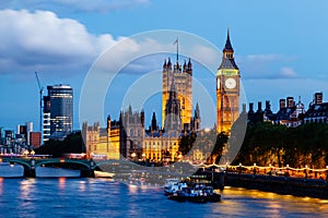 Big Ben and Westminster Bridge in the Evening