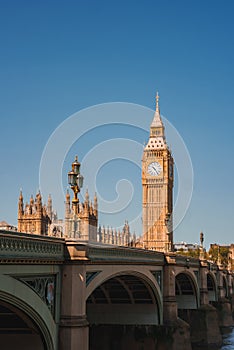 Big Ben and Westminster bridge in London
