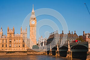 Big Ben and Westminster bridge in London