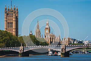 Big Ben and Westminster bridge in London