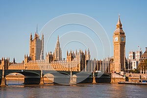 Big Ben and Westminster bridge in London