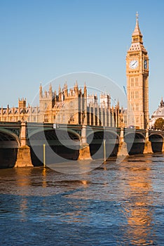 Big Ben and Westminster bridge in London