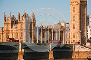 Big Ben and Westminster bridge in London