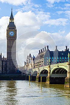 Big Ben and Westminster Bridge on the River Thames