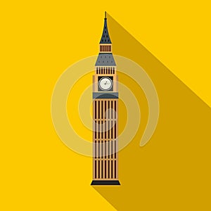 Big Ben in Westminster, London icon, flat style