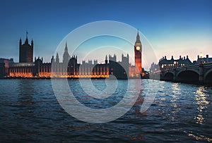 Big Ben and Westminster at sunset, London