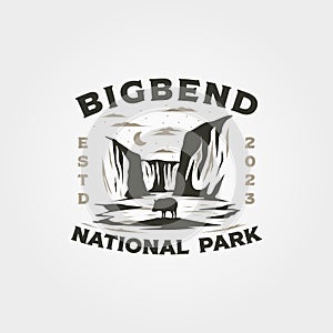 big bend vintage vector logo illustration design, big bend national park logo