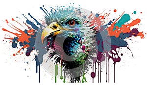 Big Bird Ostrich Paint Splattered Illustration