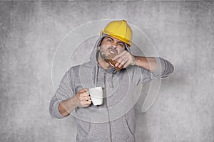 Big bite of sandwich