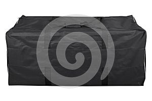 Big black bag for sports equipment with two handles isolated on white background