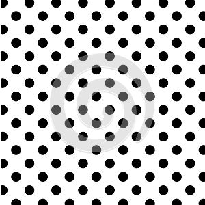 Big Black Polka Dots on White, Seamless Background