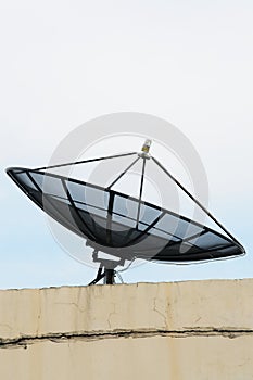Big Black Satellite Dish on office building