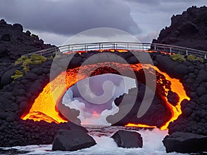 big black volcanic lava in the black lava field