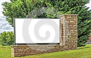 Big Blank Sign On Stonework Support photo