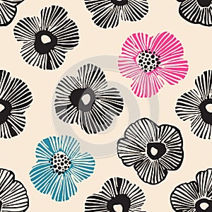 Big blooming daisy flowers. Decorative art illustration for wrapping, textile, fabric, wallpaper etc
