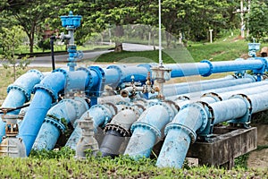 Big blue color main pipe for water supply