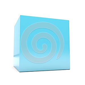 Blue cube on white background