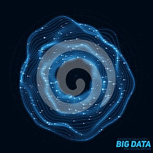 Big blue data circular visualization. Futuristic infographic. Information aesthetic design. Visual data complexity