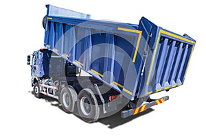 big blue dump truck isolated