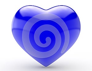 Big Blue Heart  isolated On White Background 3d rendering