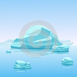 Big blue iceberg, Vector illustration arctic landscape.