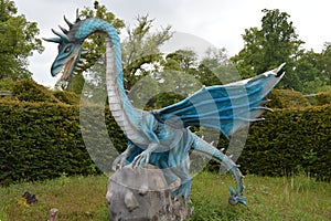 Big blue model of angry dragon