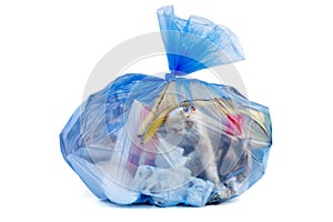 Big blue plastic garbage bag