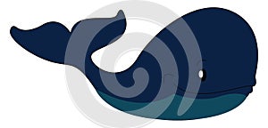 Big blue whale illustration print vector