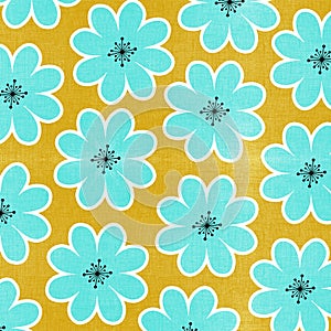 Big Blue And Yellow Daisy Flowers Textured Pattern