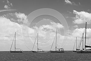 Big boat swimming on a Michigan Lake