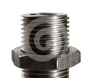 Big bolt with nut close-up