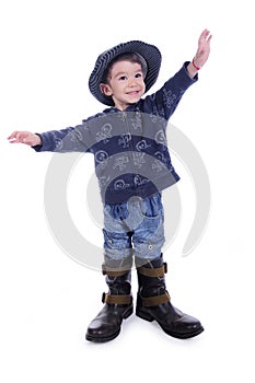 Big boots for little boy