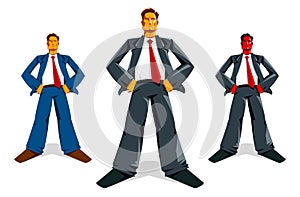 Big boss director stands confident serious and angry vector illustration, bad boss despot and tyrant concept, manager in control