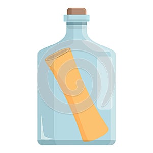 Big bottle icon cartoon vector. Sea message