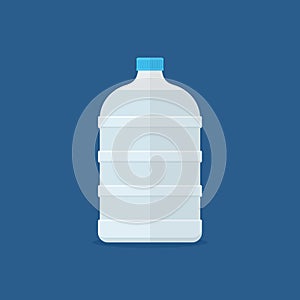 Big bottle waterfor cooler in flat style isolated on blue background.