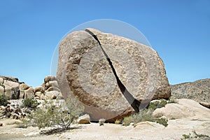 Big boulder broken in Joshua Tree National Park