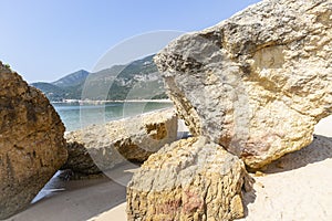Big boulders at Portinho da Arrabida beach