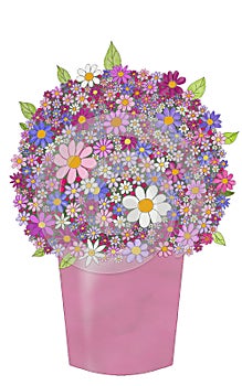 Big Bouquet of Flowers, watercolor illustration