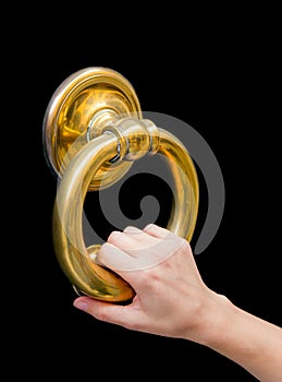 Big brass knock-ring (isolated) photo
