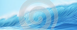 Big breaking blue ocean wave. Surfing summer wave banner