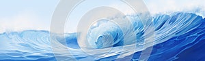 Big breaking blue ocean wave. Surfing summer wave banner