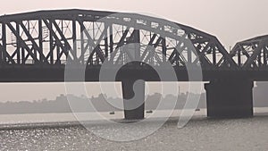 Big bridge on Hoogly river in Colcata, India