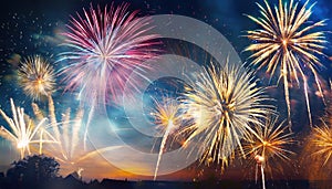 big bright and colorful fireworks in the night sky wallpaper