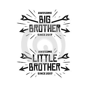 Big brother little brother typography print. Vector vintage illustration.