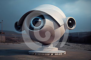 Big brother watching you concept, big eye CCTV, generative ai