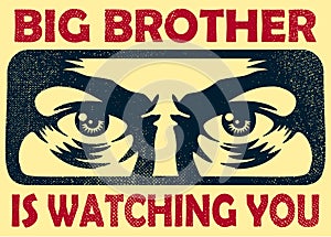 Big brother watching you spying eyes, surveillance and privacy concept vector illustration