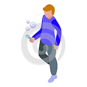 Big bubble play icon isometric vector. Child soap