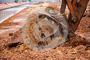 Big bucket excavator with mud