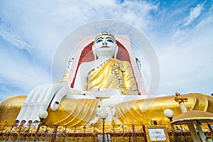 Big buddha image sit 4 side at Kyaik pun pagoda myanmar