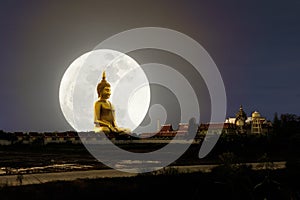 Big Buddha image with supper moon